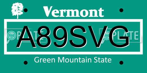 A89SVG Vermont License Plate