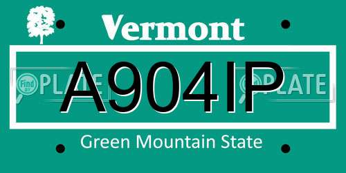 A904IP Vermont License Plate
