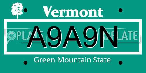 A9A9N Vermont License Plate
