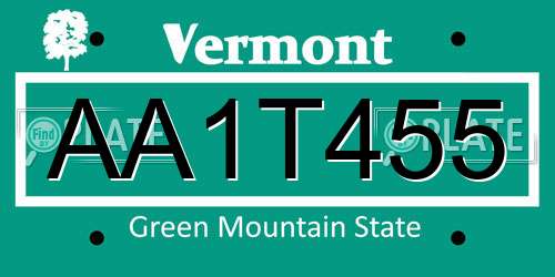 AA1T455 Vermont License Plate