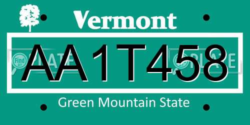 AA1T458 Vermont License Plate