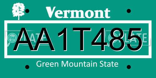 AA1T485 Vermont License Plate