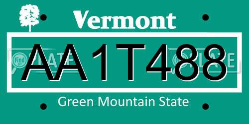 AA1T488 Vermont License Plate