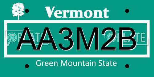 AA3M2B Vermont License Plate