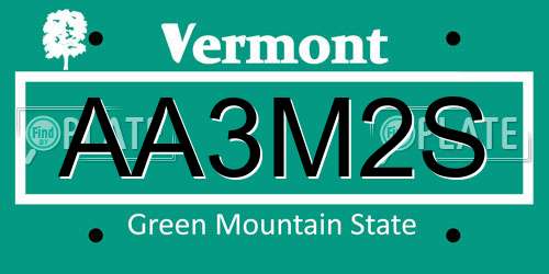 AA3M2S Vermont License Plate