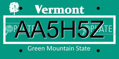 AA5H5Z Vermont License Plate