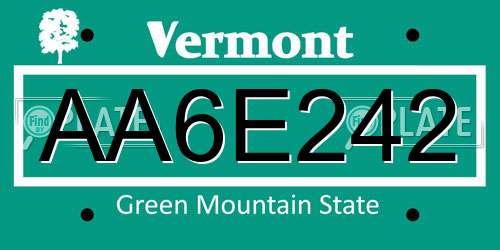 AA6E242 Vermont License Plate