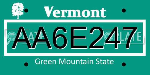 AA6E247 Vermont License Plate