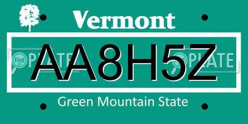 AA8H5Z Vermont License Plate