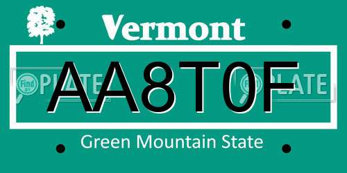 AA8T0F Vermont License Plate