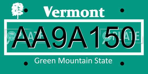 AA9A150 Vermont License Plate