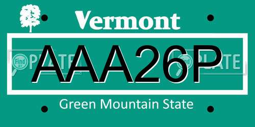 AAA26P Vermont License Plate