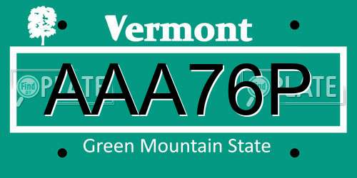 AAA76P Vermont License Plate