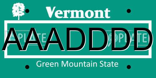 AAADDDD Vermont License Plate