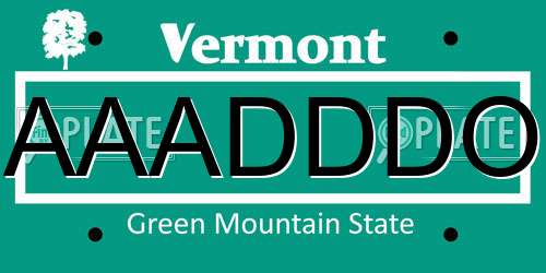AAADDDO Vermont License Plate