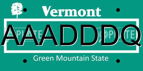 AAADDDQ Vermont License Plate