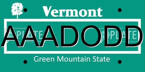 AAADODD Vermont License Plate