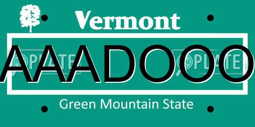 AAADOOO Vermont License Plate