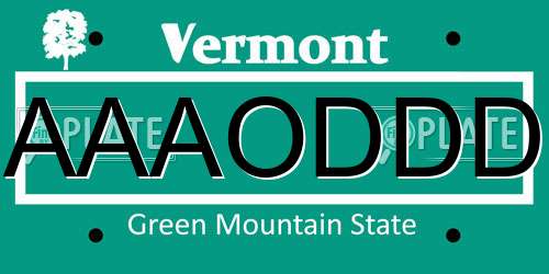 AAAODDD Vermont License Plate