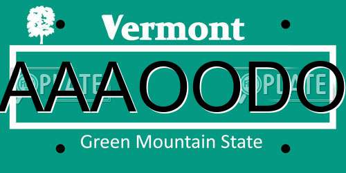 AAAOODO Vermont License Plate