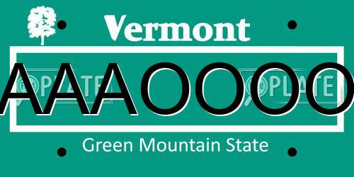 AAAOOOO Vermont License Plate