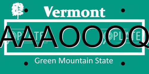 AAAOOOQ Vermont License Plate