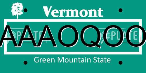 AAAOQOO Vermont License Plate