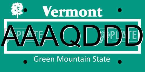 AAAQDDD Vermont License Plate