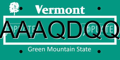 AAAQDQQ Vermont License Plate