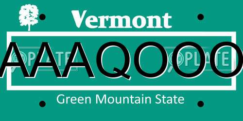 AAAQOOO Vermont License Plate