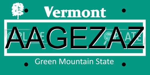 AAGEZAZ Vermont License Plate