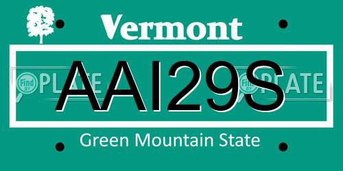 AAI29S Vermont License Plate