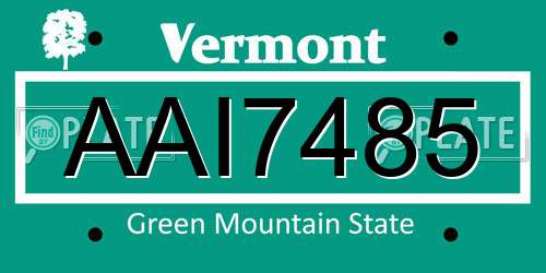 AAI7485 Vermont License Plate