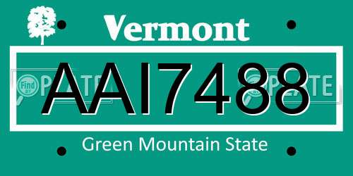 AAI7488 Vermont License Plate