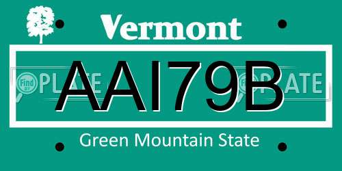 AAI79B Vermont License Plate