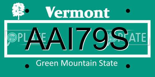 AAI79S Vermont License Plate