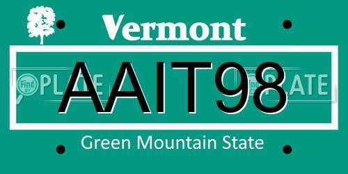 AAIT98 Vermont License Plate