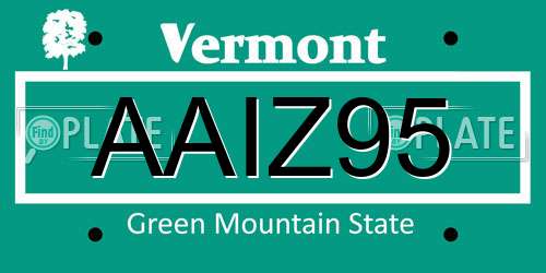 AAIZ95 Vermont License Plate