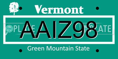 AAIZ98 Vermont License Plate