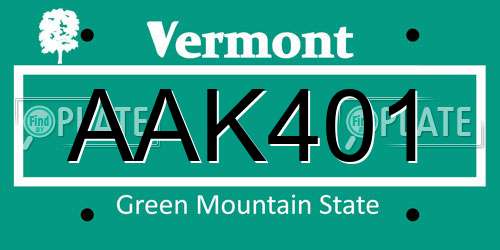 AAK401 Vermont License Plate