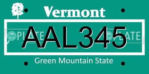 AAL345 Vermont License Plate