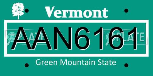 AAN6161 Vermont License Plate