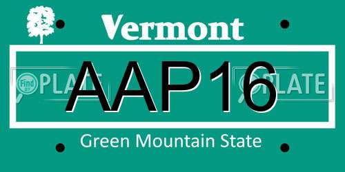 AAP16 Vermont License Plate