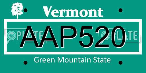 AAP520 Vermont License Plate
