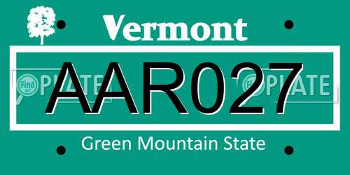 AAR027 Vermont License Plate