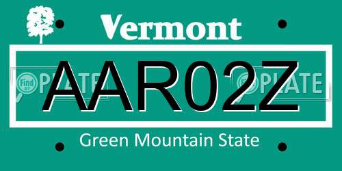 AAR02Z Vermont License Plate