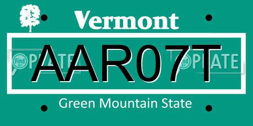 AAR07T Vermont License Plate