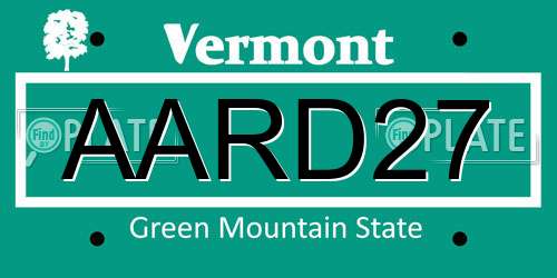 AARD27 Vermont License Plate