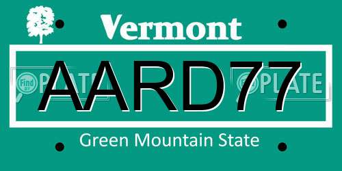 AARD77 Vermont License Plate