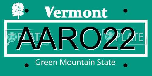 AARO22 Vermont License Plate